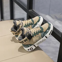 2024 New Boys Kids Sneakers Designer Children Shoes For Boy Winter With Fur Running Shoes Girls High Top Teenage Casual Shoe