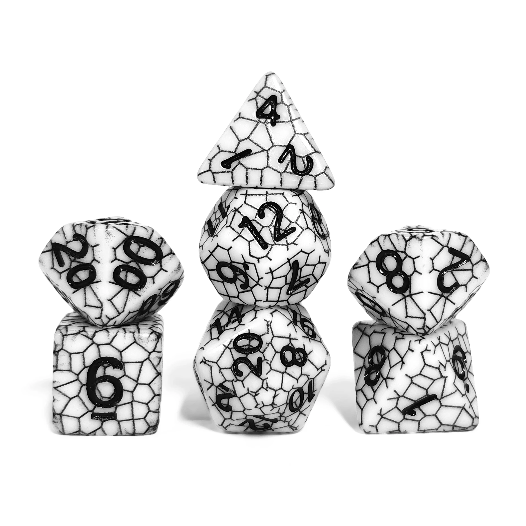 7PCS Polyhedral Cracked Texture Acrylic Dice Set for Dungeons & Dragons RPG Pathfinder Campaigns DND Dice, TTRPG, Board Games
