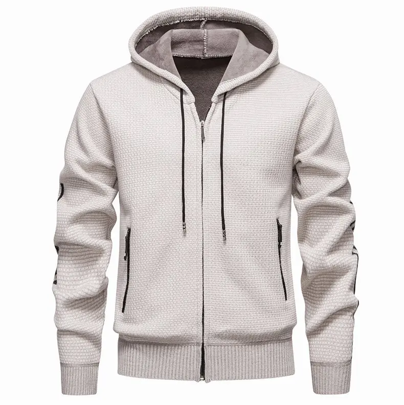 

Winter new men's pullover hooded sweater coat, Korean-style thick knitted sweater coat with added padding, men's sweater coat