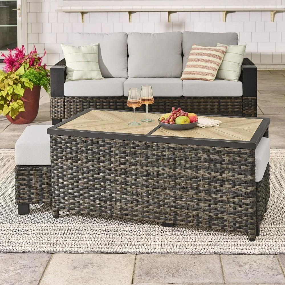 Korb-Fußhocker, braun, 2er-Pack