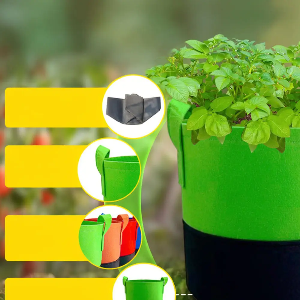 Durable Non Woven Grow Pouch Breathable Fabric Plant Pot Garden Vegetable Nursery Container Root Aeration Foldable Planting