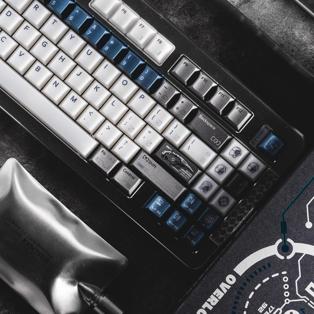178 Keys Overload Theme Keycap Cherry Profile PBT+PC Metallic Texture Misty Transparent Keycaps for Gaming Mechanical Keyboard