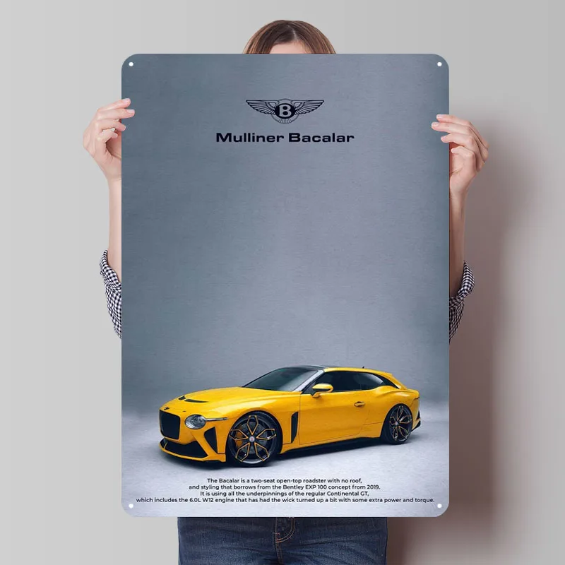 Bentley Mulliner-letreros de hojalata bacalar, póster de coche, decoraciones para el hogar, letrero de Metal personalizado para decoración de arte de pared, artículos de decoración del hogar