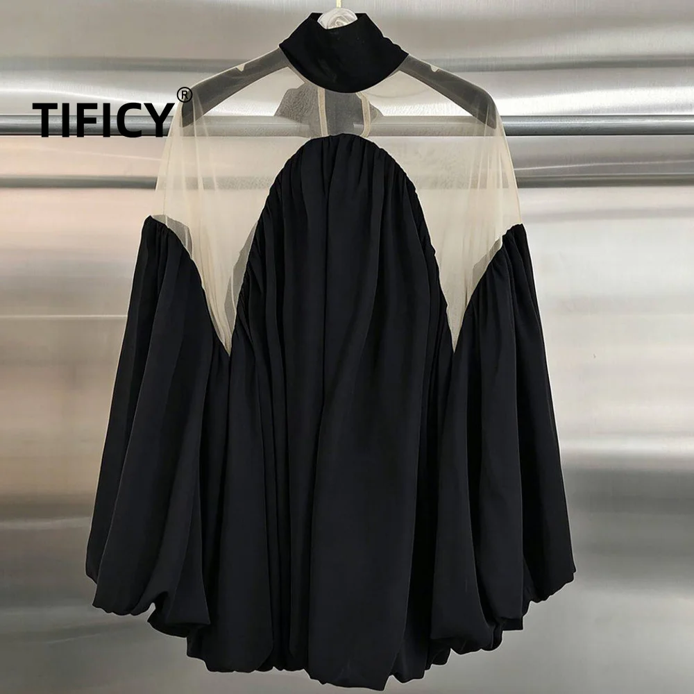 camicie-high-street-da-donna-top-trasparente-a-ballo-scuro-felpa-con-cappuccio-a-maniche-a-bolla-sexy-camicie-alla-moda