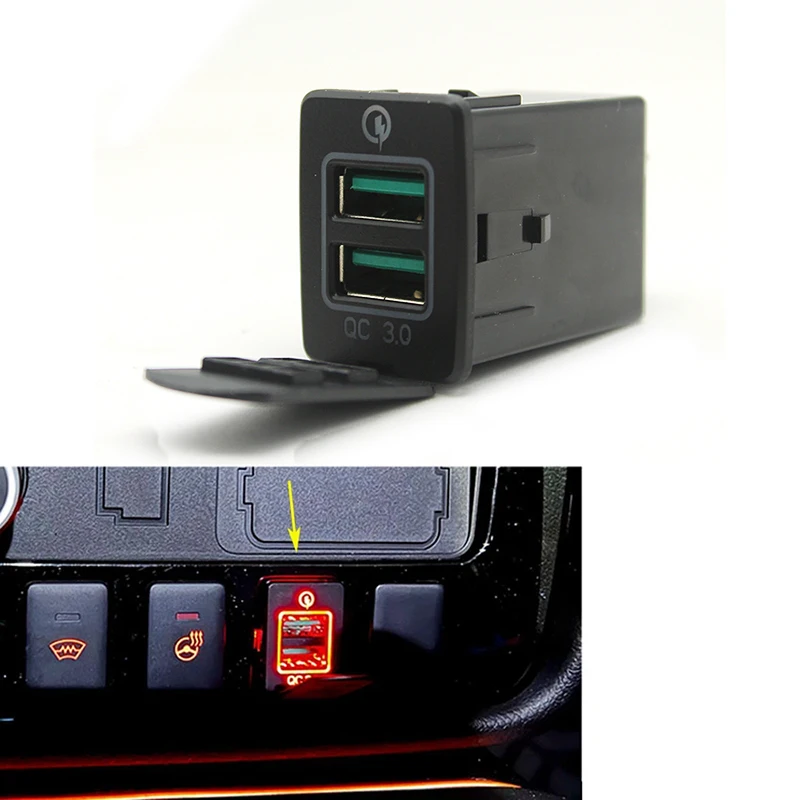 Car USB Fast Charging Phone Charger Adapter Voltage Display For Mitsubishi Outlander 3 2018 Xpander Eclipse Cross ASX L200Triton