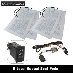 12V Universal Carbon Fiber Car Auto Heated Seat Heater Pads 5 Level Switch Car Winter Warm Seat Covers 2 Seats 4 Pads