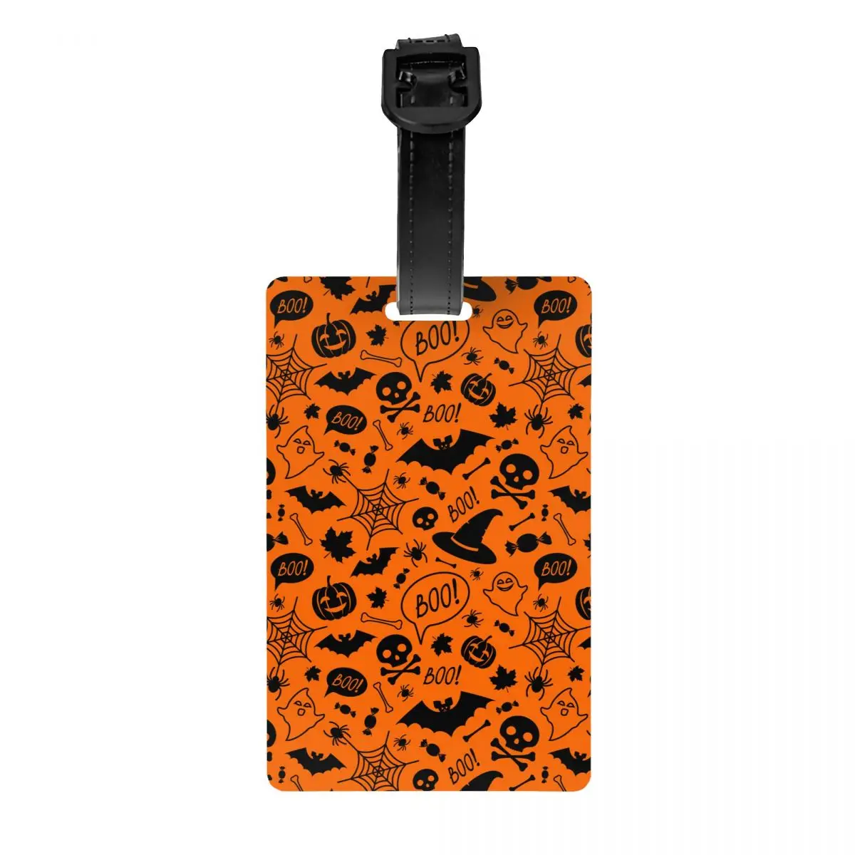 Custom Magic Witch Luggage Tag  Black Alchemy  Pumpkin Skull Ghost Bat Spider Gothic Print ID Label for Travel Bag Suitcase