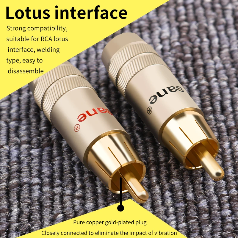 4 stücke rca stecker reinem kupfer vergoldet lotus DIY schweißen stecker hifi stereo video signal kabel DVD audio stecker