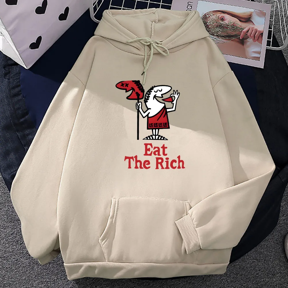 Cartoon Printing Hoodies Eat The Rich Graphic Sweatshirts Streetwear Men/Women Winter Sudaderas Harajuku Fashion Print Hoodie