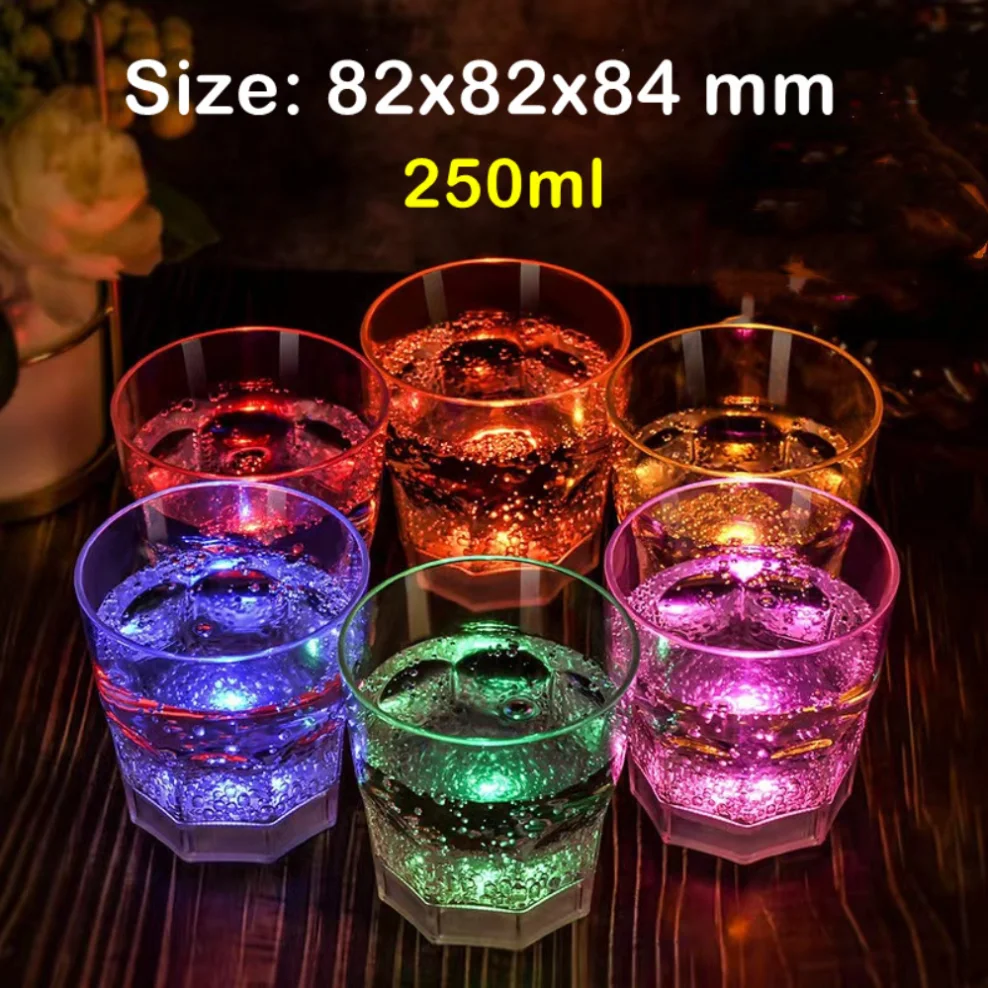 Imagem -02 - Led Copos Coloridos Beber Canecas Piscando Suprimentos Brilhantes Whisky Cup Indução Luminosa Cocktail Party Decor Pcs 250 120 150ml