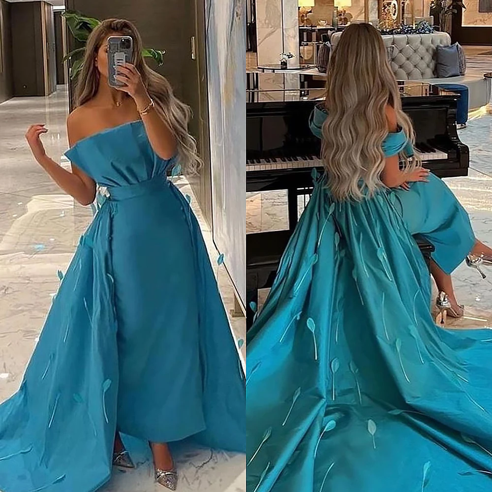 Prom Dress Feather Strapless Sheath Celebrity Dresses Floor Length Court Sleeveless Feathers Taffeta Formal Evening Gowns