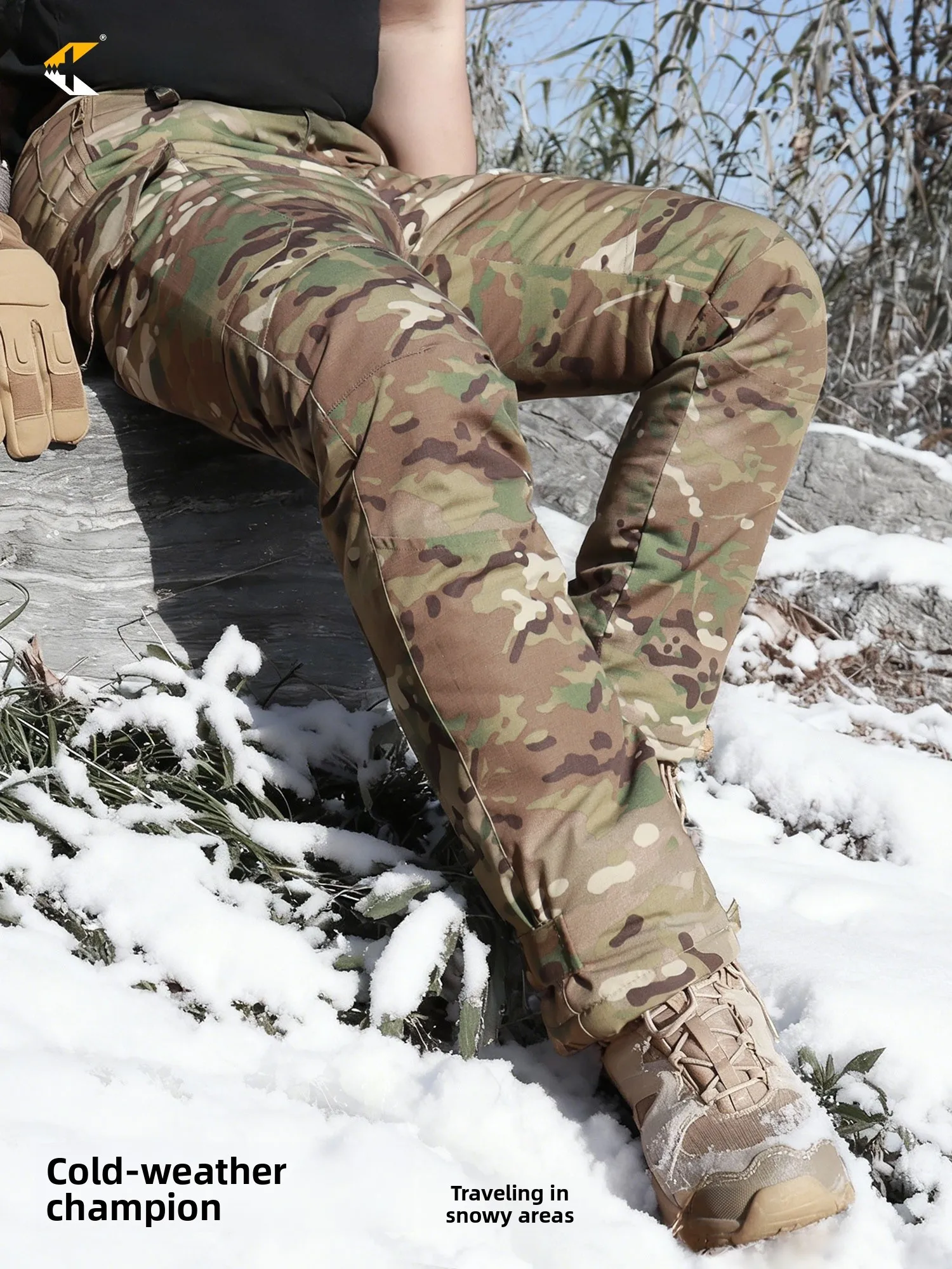 

Thickened Camouflage Cotton Pants for Winter Outdoor Snow Skiing Windproof Waterproof Warm Trousers Youth Straight Leg Long P...
