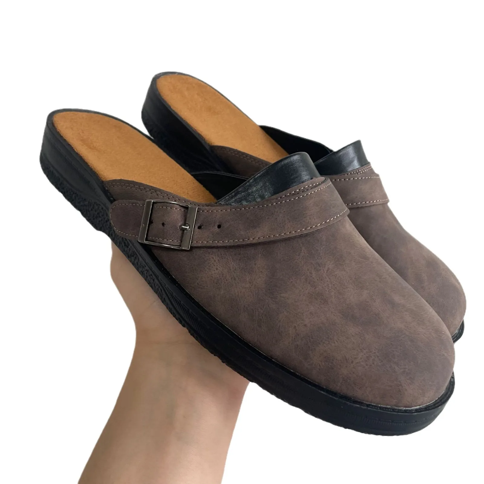 Asgard Men Retro Suede Slippers With Adjustable Buckle 2025 New Thick Bottom Men Mules Comfy Soft Sole Clogs Sandals House Slide_voghion.com