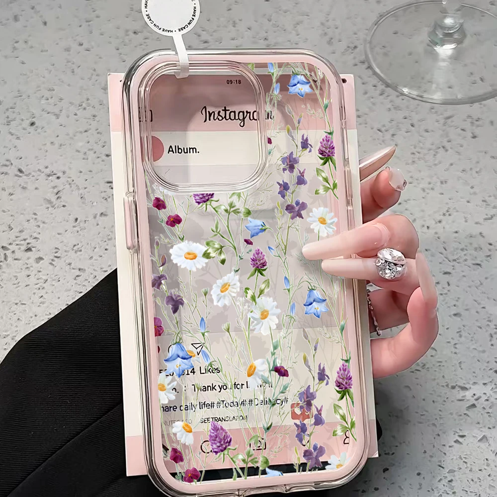 Gänseblümchen-Blumen Transparente 2-in-1 Candy Handyhülle für iPhone 11 12 13 14 15 16 17 Pro Max Plus Air Klare Stoßfeste Schutzhülle – Detail 1