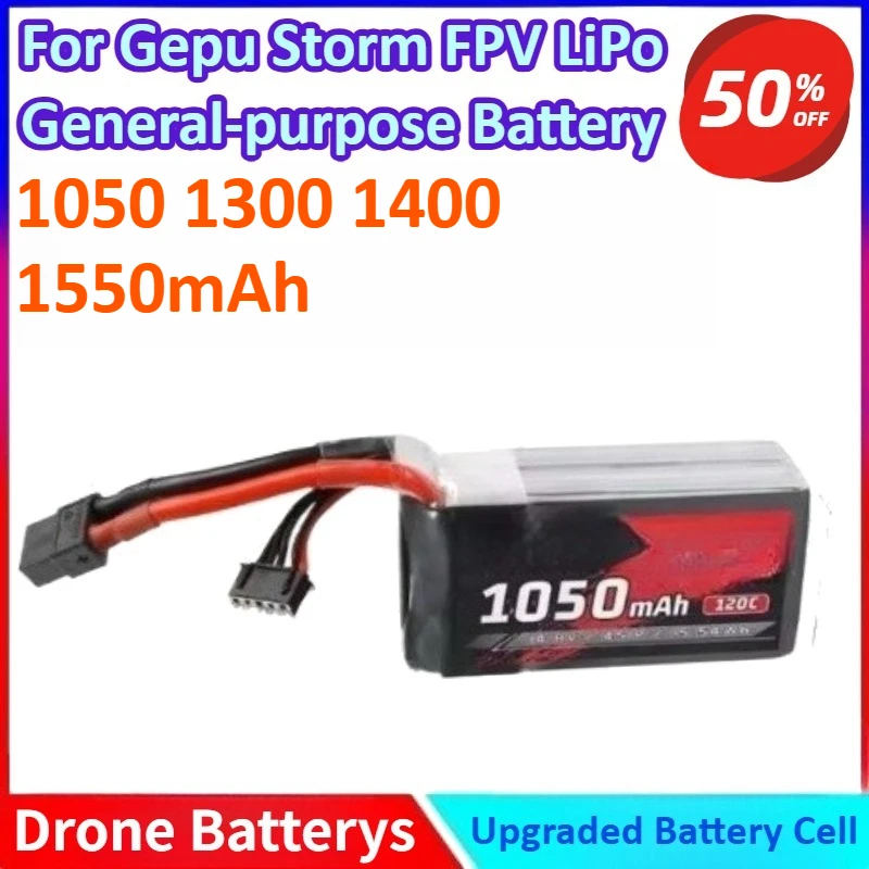 

14.8V 1050/1300/1400/1550mAh 4S/6S Modle for Gepu Storm FPV LiPo Battery - High Rate RC Model Battery with Large Capacity