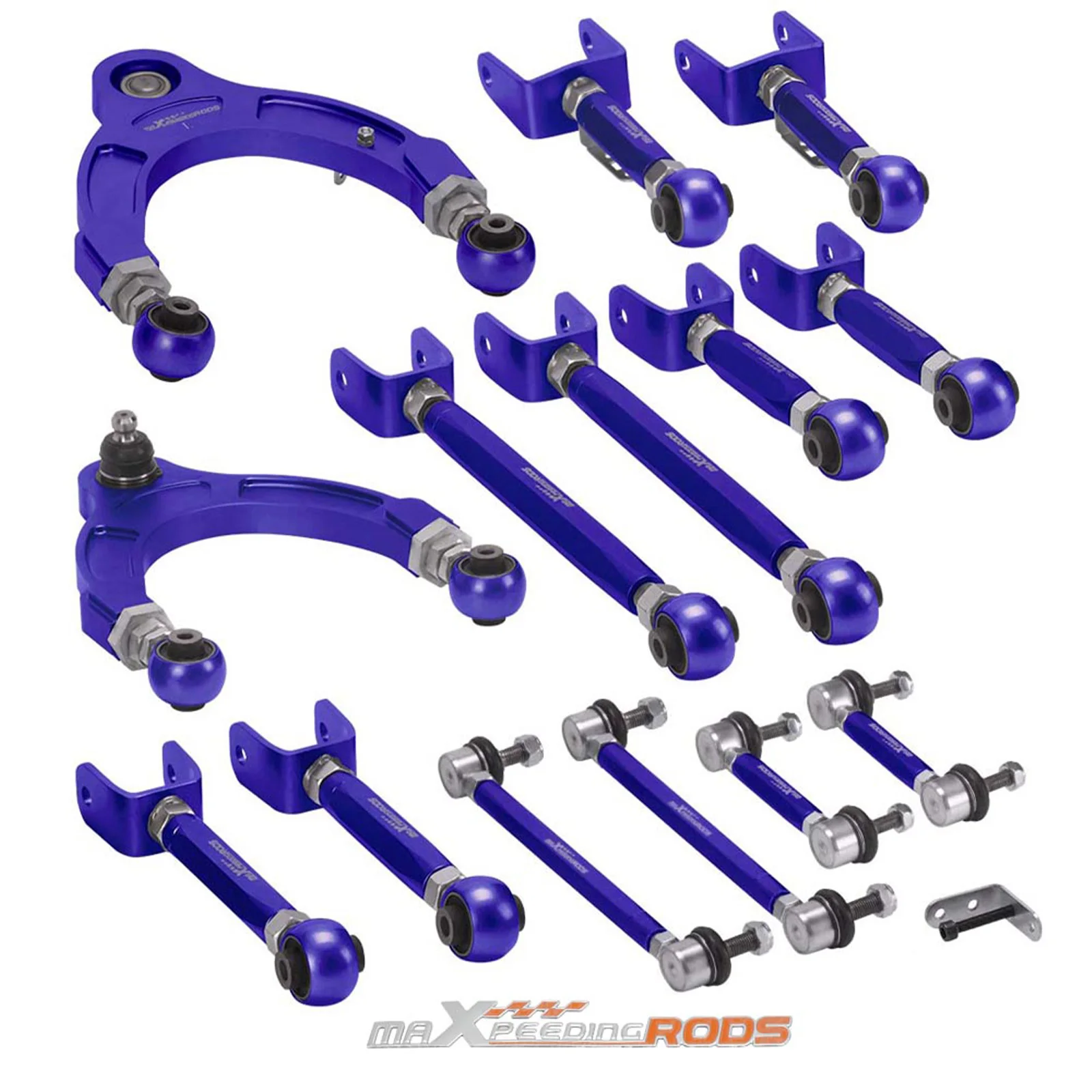 MaXpeedingrods Front and Rear Adjustable Suspension Set Aluminium Camber Toe Arm End Links Kit for Tesla Model 3 / Y  2017+