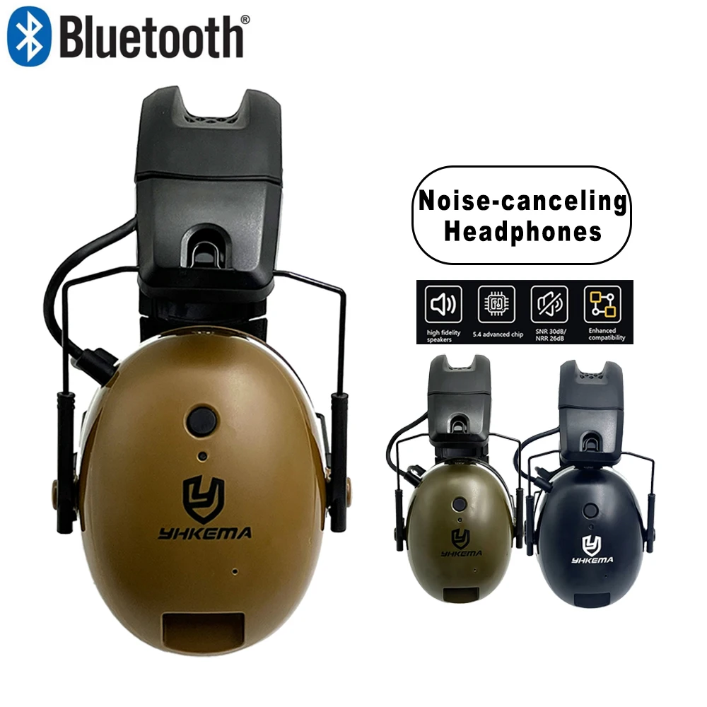 YHKEMA Tactical Gel Bluetooth Headphones Electronic Noise Cancelling Hearing Protection Headset Ear Protective Earmuffs moving