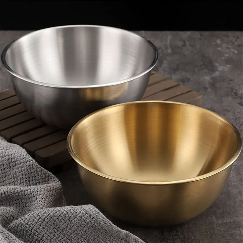 Stainless Steel Fruit Salad Bowls with Scale Korean Style Large Capacity Soup Noodles Ramen Bowl Food Containers 17/19/25CM