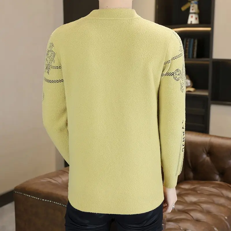 

Мужской вязаный свитер Thiened с высоким воротником, осень-зима, теплый базовый слой, вышивка орлом, модный китайский бренд