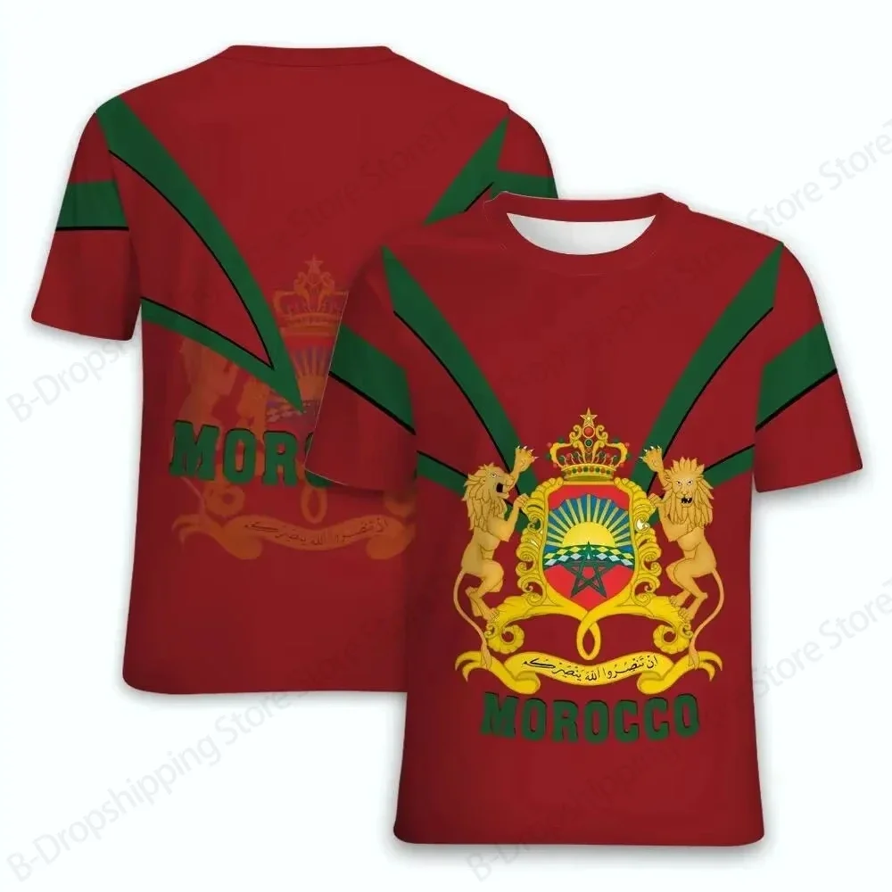 Moroccan Flag 3d Print Tshirt Men Women Fashion T-shirt Moroccan Flag Emblem Graphic T Shirt Casual Short Sleeve Tops Tees Unisx
