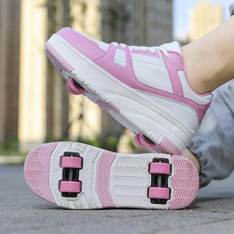 Zapatos de patín de ruedas para niños, zapatillas de deporte de 4 ruedas, botas ultraligeras, juguete deportivo informal, regalo