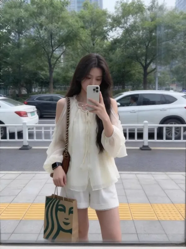 

Loose Women's Long Sleeve V-Neck Shirt Summer New Style Casual Comfortable plus Size Cover up Top Korean Style Commute Wind