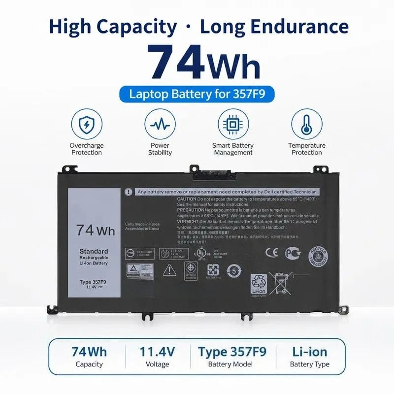 357F9 for Inspiron 15 7559 5577 7567 7566 5577 P57F P65F Laptop Battery
