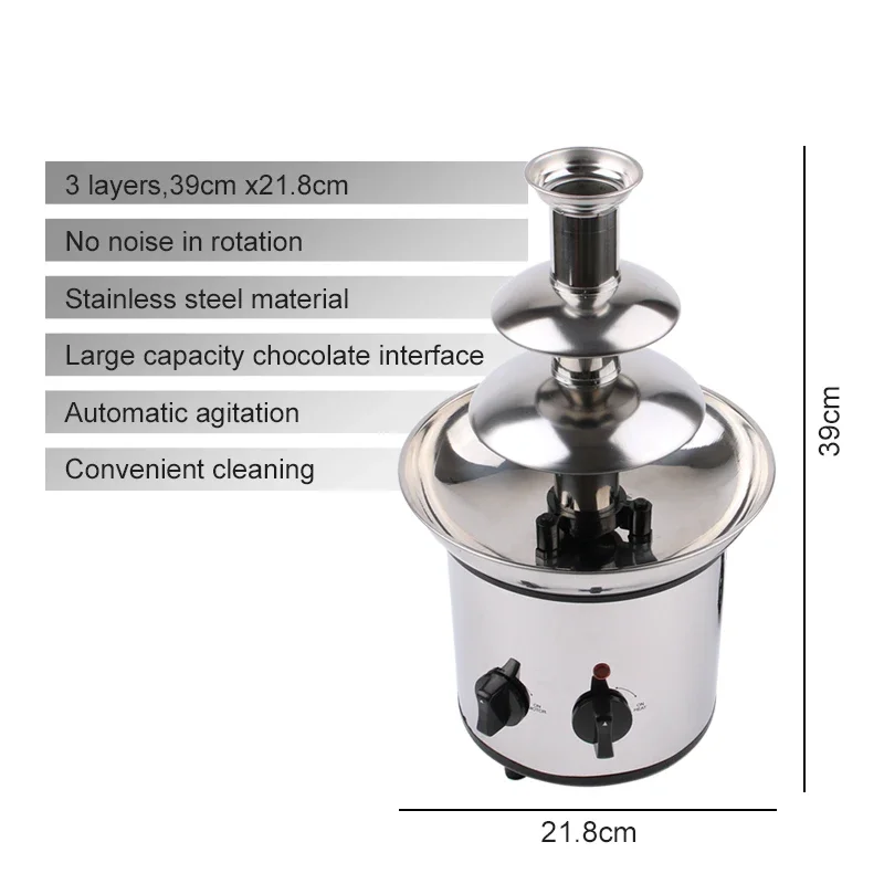 XEOLEO ماكينة صنع نافورة الشوكولاتة الكهربائية 3 طبقات نافورة الشوكولاتة آلة الشلال ذوبان الاحترار آلة الشوكولاته