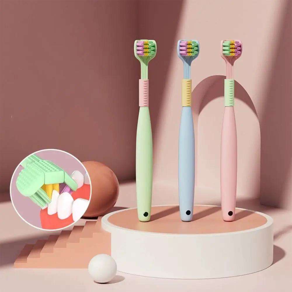 

Deep Oral Three Sided Children Toothbrush 360 Degree Cleaning Teeth Kids Tongue Scraper Wrap-Around Candy Color