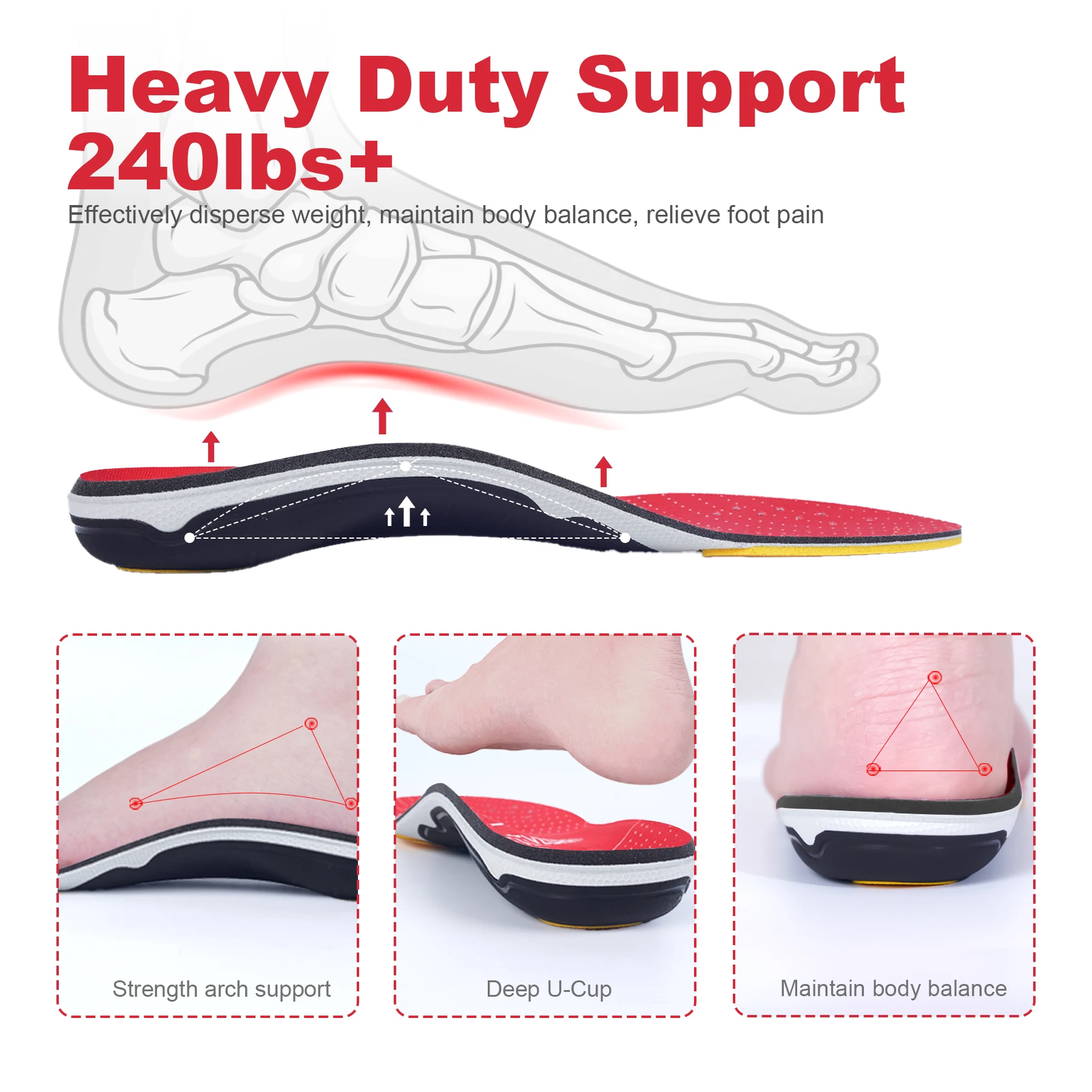 Einlegesohlen für Plattfüße mit Fußgewölbestütze, orthopädische Einlagen für Männer und Frauen, bei Plantarfasziitis und Fersenschmerzen, Einlegesohlen für Sneaker und Schuhe. – Detail 31