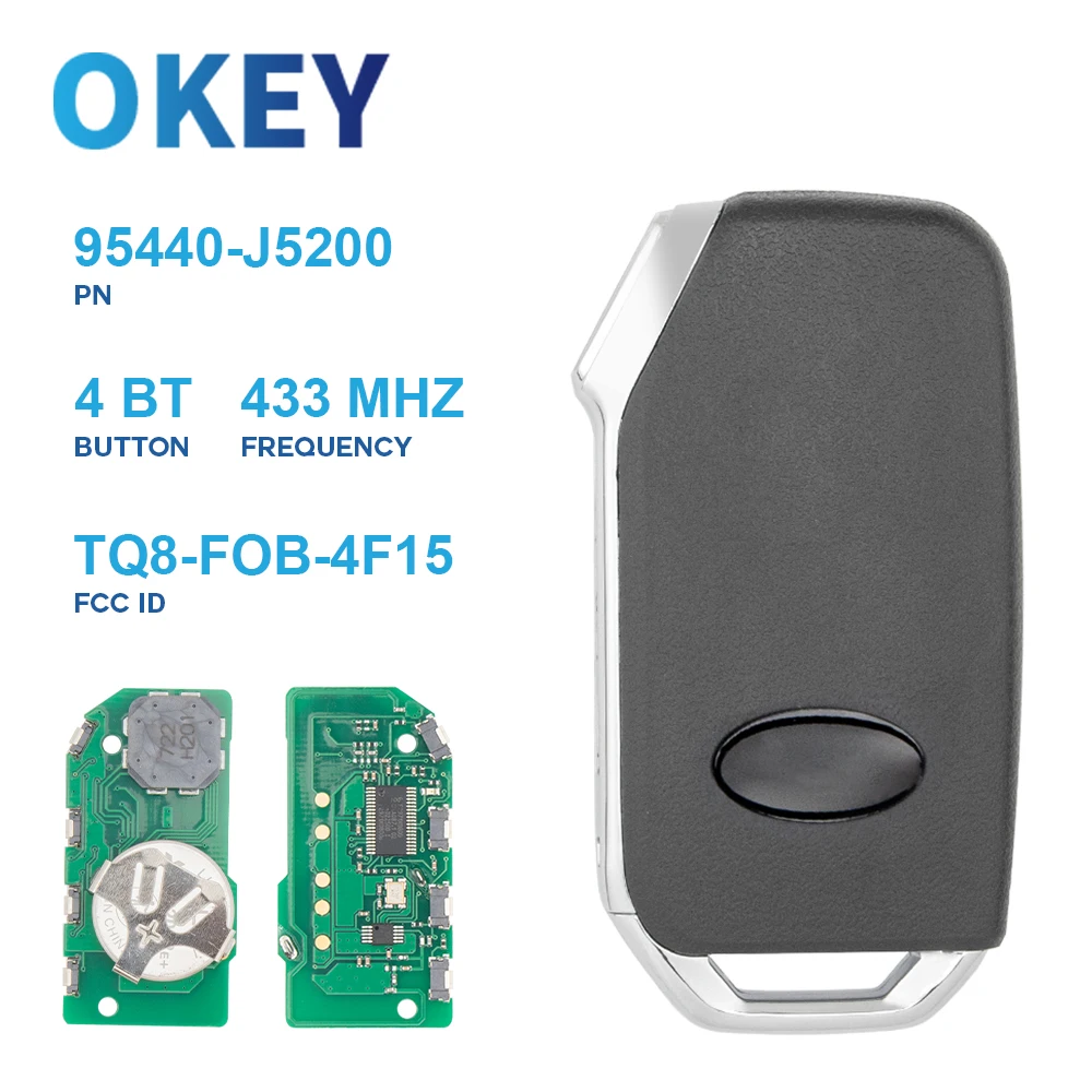 

Okey 95440-J5100 95440-J5200 Remote Car Key ID47 433MHz For KIA Stinger 2017 2018 2019 2020 2021 TQ8-FOB-4F15