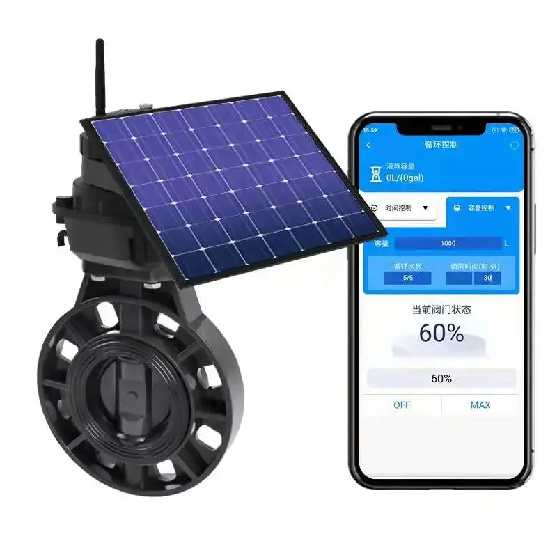 Válvula de Control de globo de acero inoxidable operada por teléfono móvil LoRa/4G GSM con energía Solar, válvula de Control de diafragma de actuador neumático