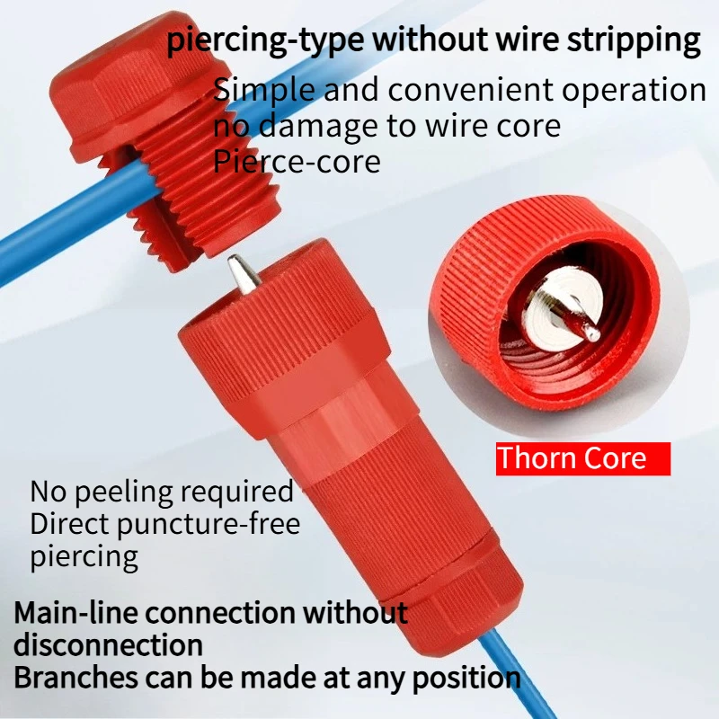 Piercing Quick‑Connect Terminal, Stripping‑Free Dust‑Proof Rain‑Proof Full‑Copper Flame‑Retardant Wire Connector