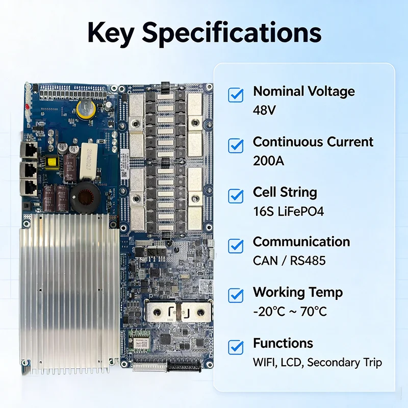 새로운 스마트 BMS(배터리 관리 시스템) 50A, 1 - Smart Bms 16S 48V 200A Bluetooth 리뷰 및 가격