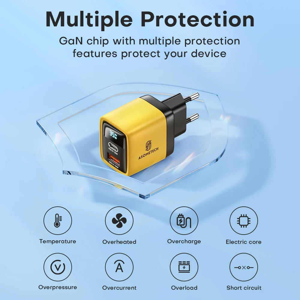 Ładowarka GaN 35 W z wyświetlaczem LED i ładowarką USB do iPhone'a 14 Pro Samsung Xiaomi IPad Pro PD 3.0 QC 3.0 Szybka ładowarka USB C Szybkie ładowanie — zdjęcie 6