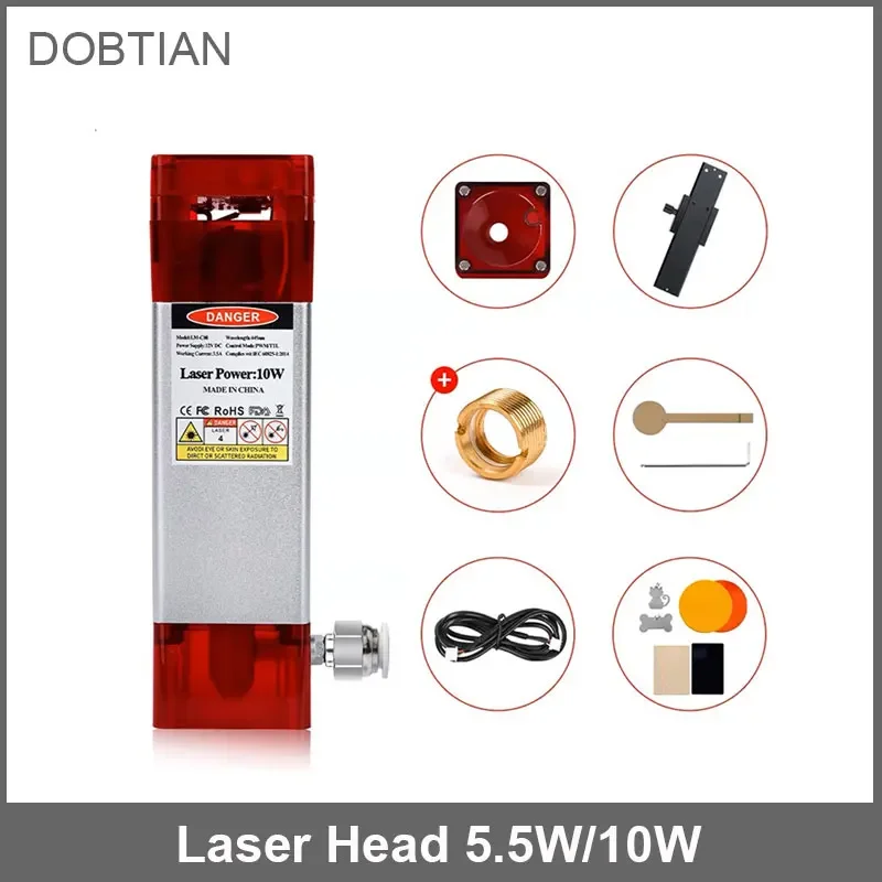 Laser Module Optical Laser 10W/5.5W 450nm Blue Laser Head TTL/PWM for CNC Laser Cutting Machine Tools