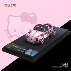 Sanrio Beetle Hello Kitty Sedan Painted With Vintage Car Simulation Alloy Car Model Exquisite Ornaments Cute Gift For Childrens