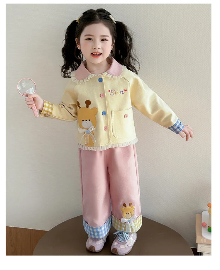 Girls Set 2026 New Children Cartoon Spring and Autumn Baby Girl Korean Fashion Little Girl Two Piece Set 5