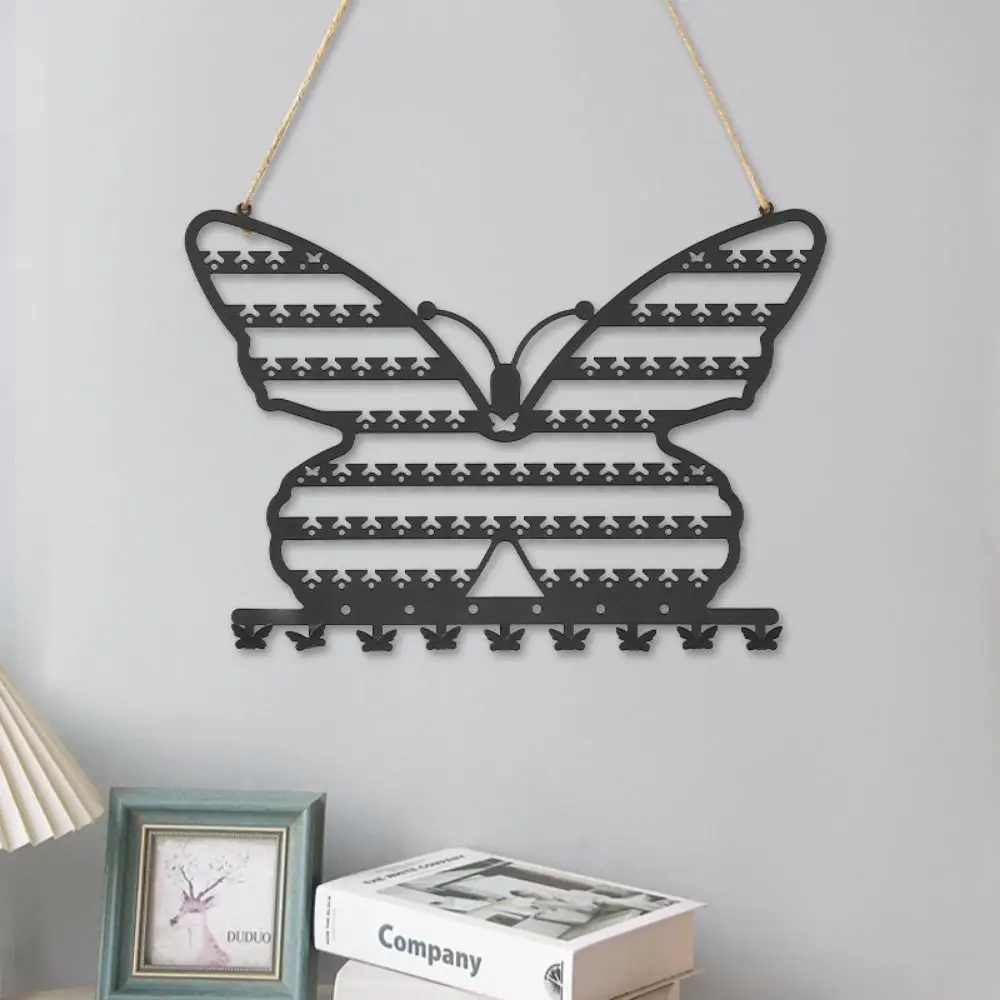 Butterfly Shape Metal Butterfly Jewelry Storage Rack Hollow 7 Layers Butterfly Necklace Wall Holder Sturdy Multi-Function