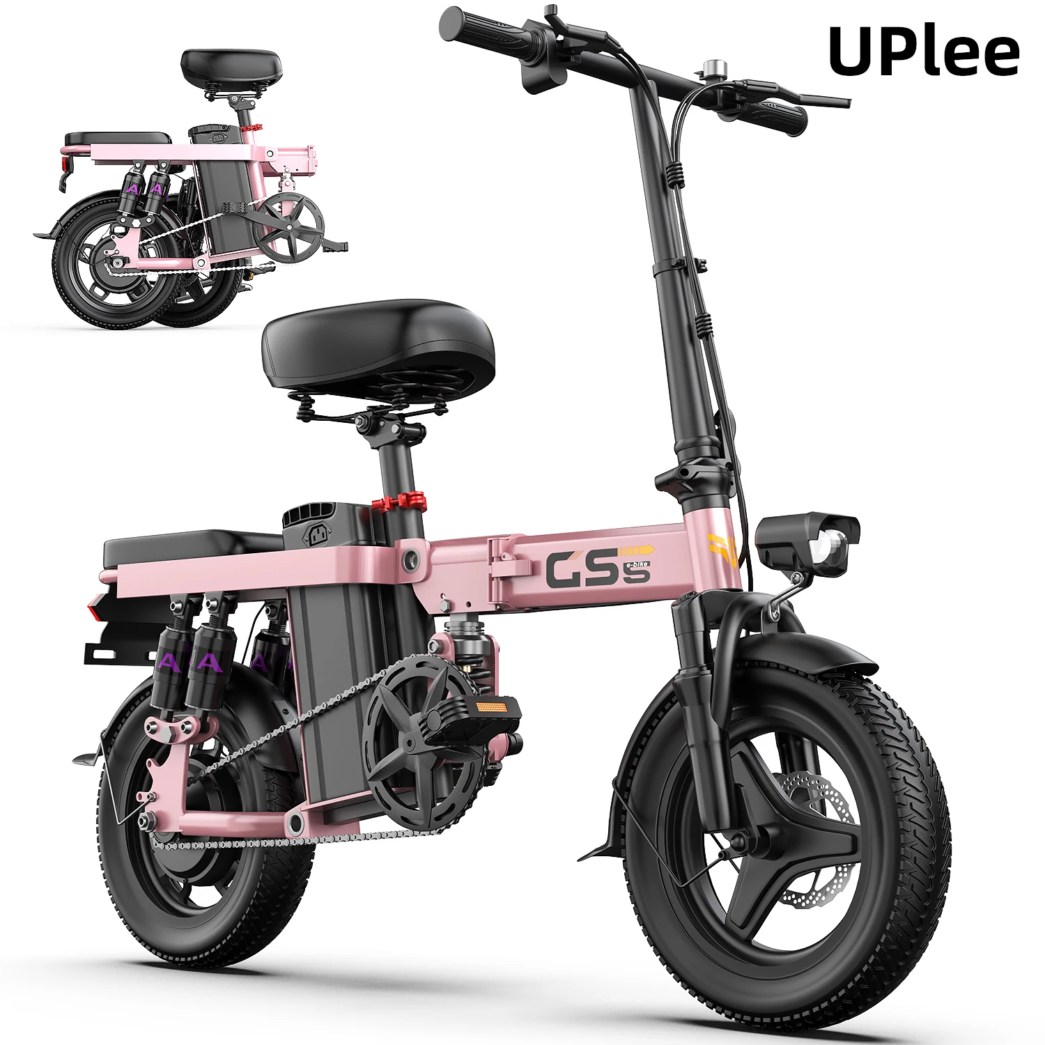UPlee GS5 500W Peak Motor Electric Bike 48V15AH Removable Battery Electric Bicycle 14Inch Folding Multiple Shock Absorbers E-Bike image 1