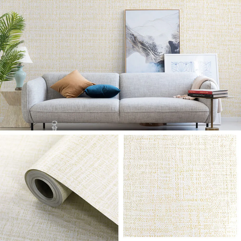 45x100cm Linen Textured Grasscloth Peel And Stick Wallpaper Removable Waterproof Self Adhesive for Bedroom Wall Drawer Liner DIY