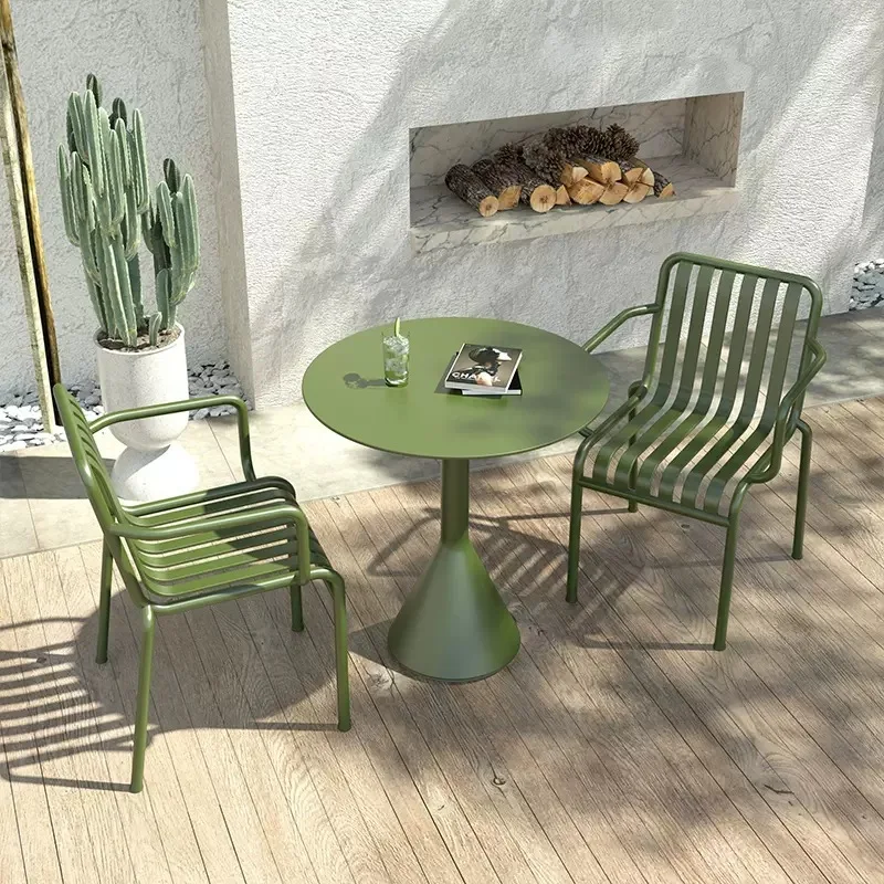 Wrought iron table and chair combination outdoor table and chair cafe milk tea shop outdoor dining table and chair