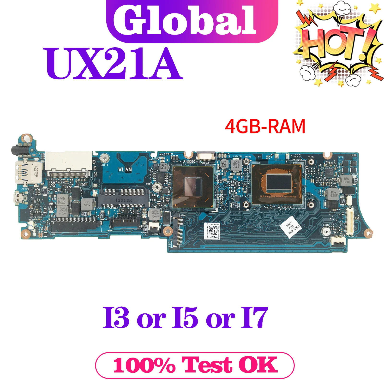 

KEFU Mainboard For ASUS UX21A BX21A Laptop Motherboard I3-3217U I5-3317U I7-3517U 4GB-RAM Notebook Maintherboard