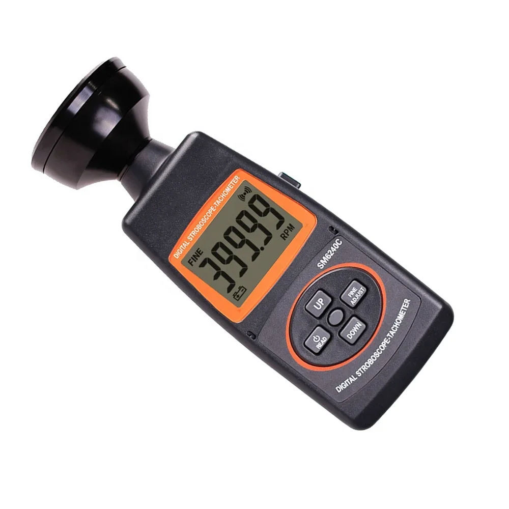 Roktools Stroboscope Tachometer Rpm Speed Meter Wide Angle Black Red Digital Two Adjustment Way Light