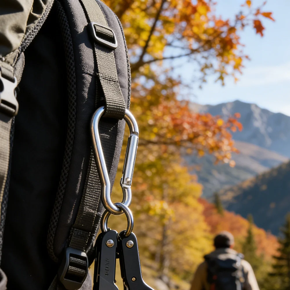 20 Stück Camping-Drehkarabiner Wandern Haken Outdoor Rucksackgurte Klettertaschen-Schlüsselbänder Karabiner Rucksackzubehör S004178