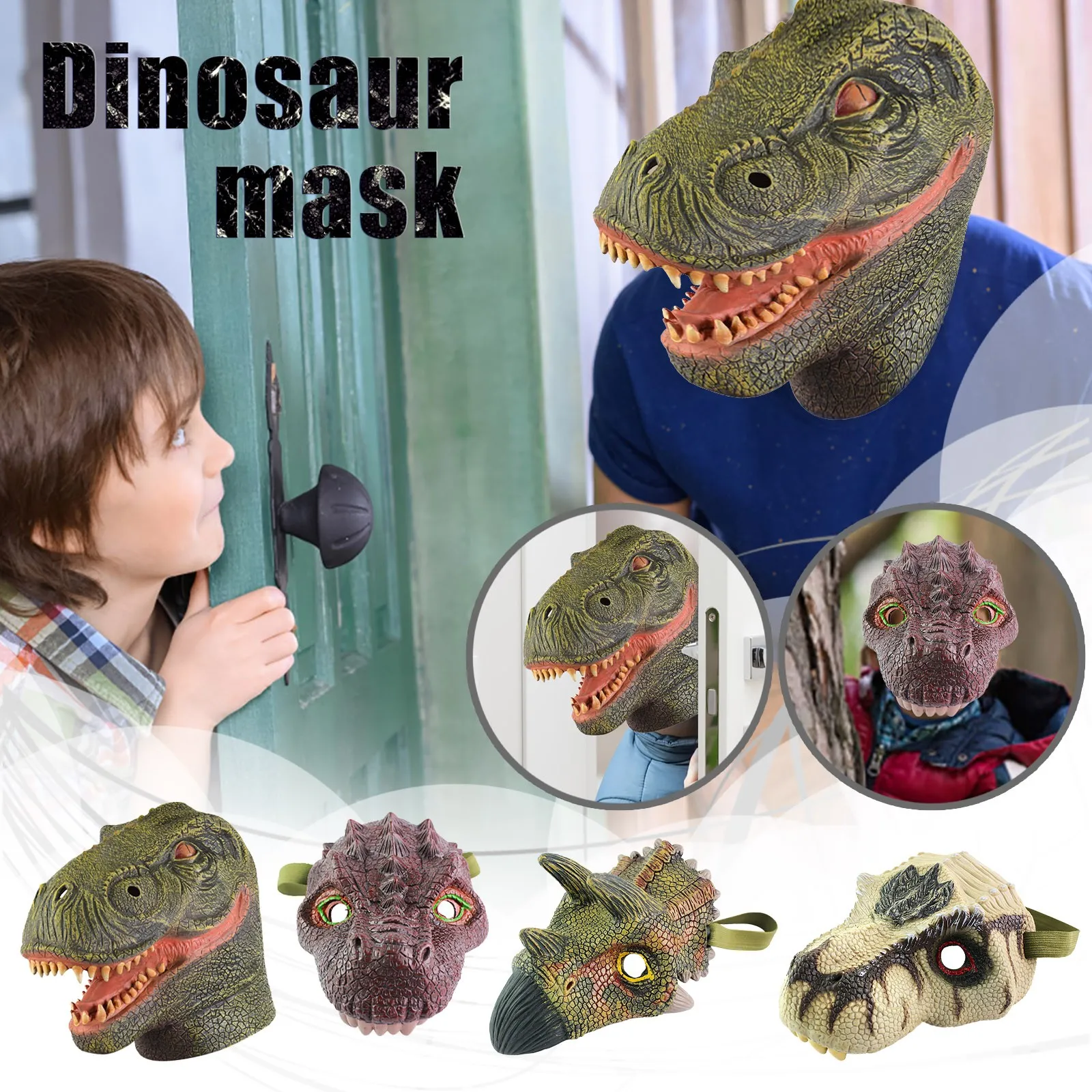 Dinosaur Mask Simulation Dinosaur Model Toy Tricky Toy, Realistic Dinosaur Mask, Movie-inspired Role Play Toy with Opening Jaw