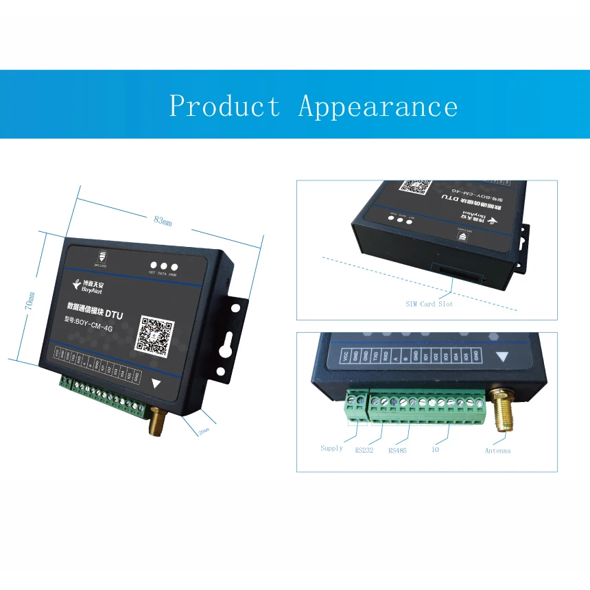 BOY-CM-4G DTU 통신 모듈 4G WiFi DTU IoT 게이트웨이 원격 모니터링 DTU 장치 중국산