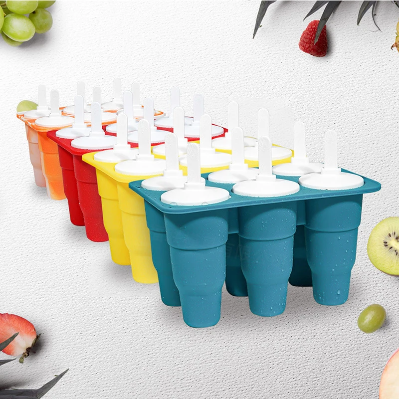 

6 Grid Ice Cream Mould Popsicle DIY Homemade Tools Foldable Summer Party Supplies Kitchen Accessories