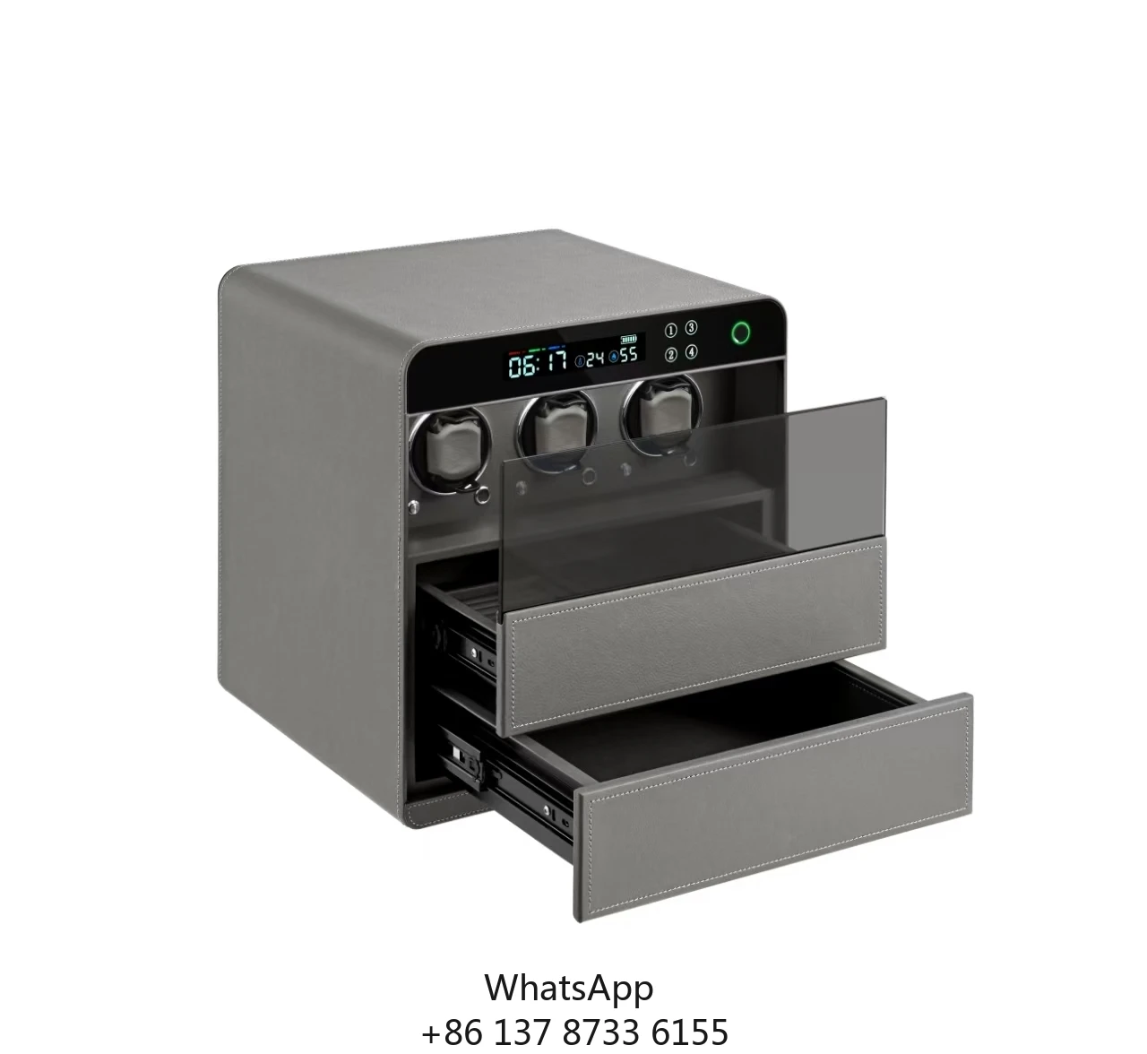 

Storage Case LCD Display Fingerprint Lock Blueprint Digital Leather Case Display Storage Safe Box Watch Winder