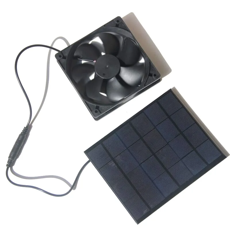 6V 3.5W Solar Panel Charr Lightweight 12*12CM Pet House Fan Long Lasting 50000 Hours Exhaust Air Flow Small Size Long Life Span